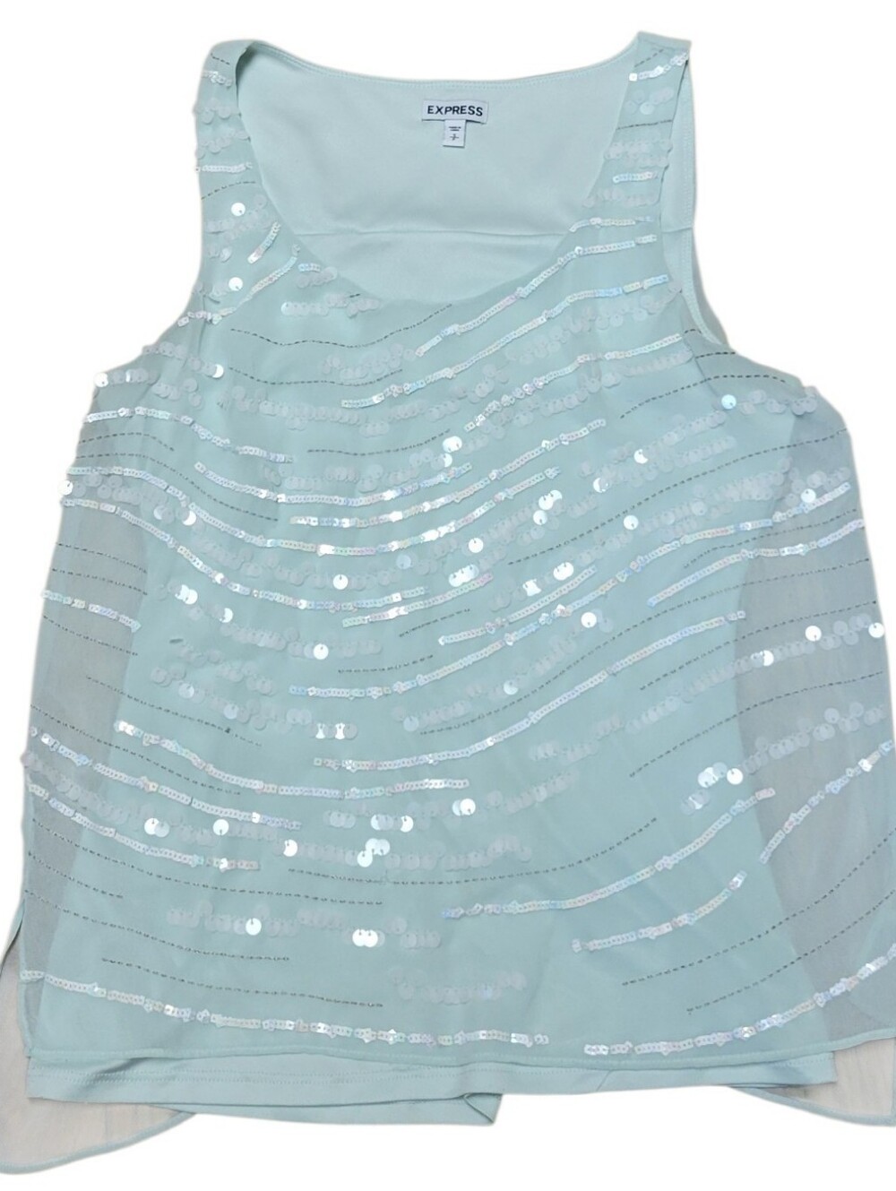 Express Mint Sequin Tank Top, Size S